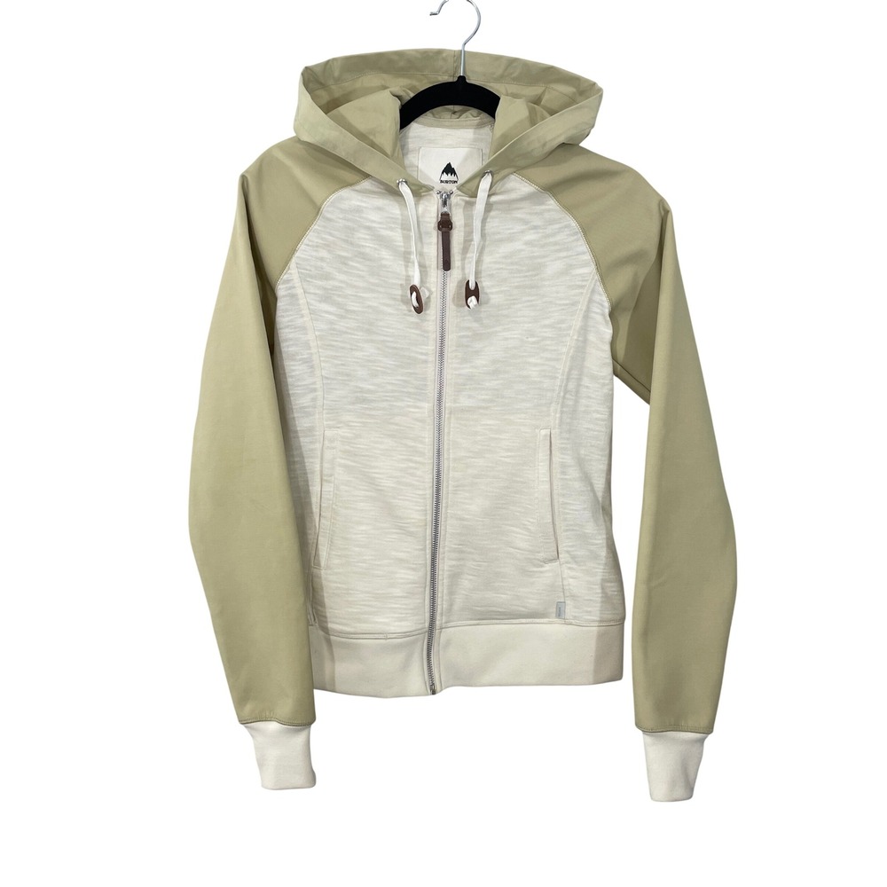Burton Piper Hoodie Women's XS Dryride Full Zip Colorblock Sage Green Cream